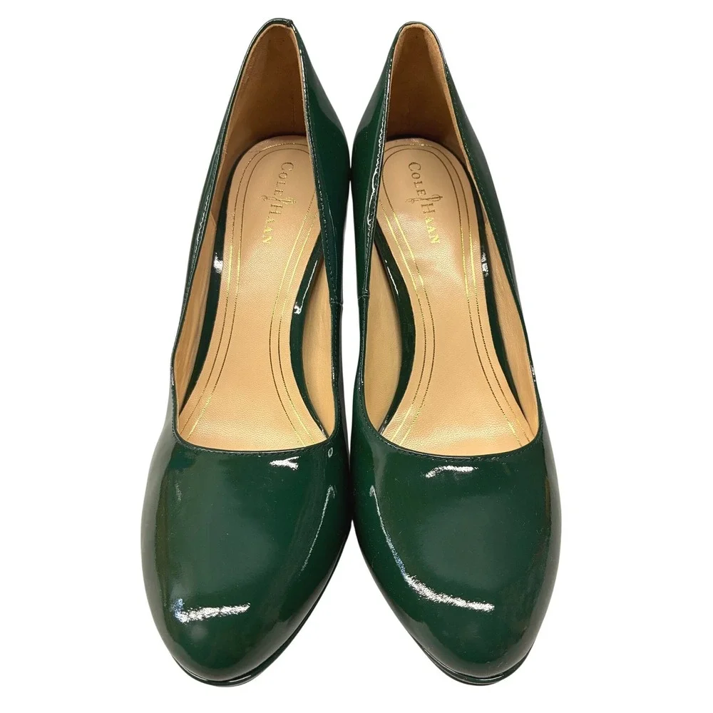 Cole Haan Chelsea NikeAir Pumps Heels Womens 8.5 Dark Teal Patent Leather